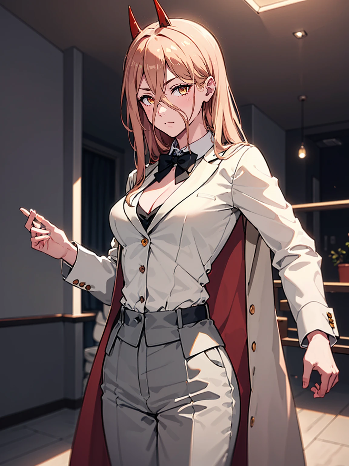 ((１people:1.9)),((((Naked Tuxedo:1.2, clavicle, suit jacket closed)))), masterpiece，Red Corner, ((Red Corner)), full body, (masterpiece, Highest quality, 8K, 1people, 完全なバランスのpeople体, Official Art、Highest quality、Unity 8K 壁紙、32k、masterpiece、Ultra-detailed、high resolution、Realistic、Photorealistic:1.2), (Yellow Eyes, Cruciform pupil, Pupil in the shape of a symbol), ((In a grey formal suit１peopleの女:1.9)), Contrapposto, clavicle:1.2
