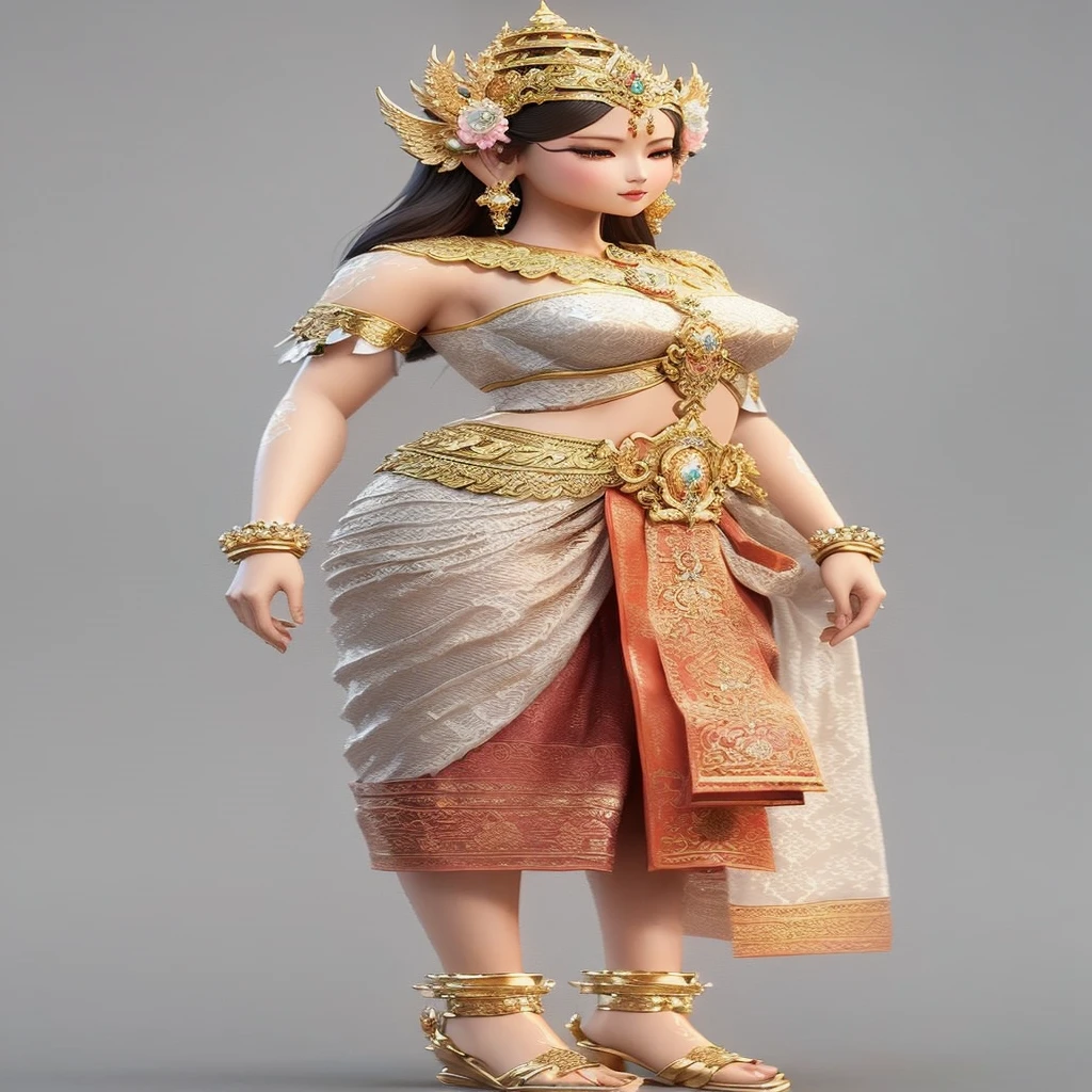 a woman in a thai costume is standing and posing, sukhothai costume, goddess. extremely high detail, very detailed and rich clothing, a beautiful fantasy empress, beautiful render of tang dynasty, epic 3 d oshun, apsaras warrior, anime thai girl, royal elegant pose, ancient libu princess, hyperdetailed fantasy character, 3 d character art, idian dress
