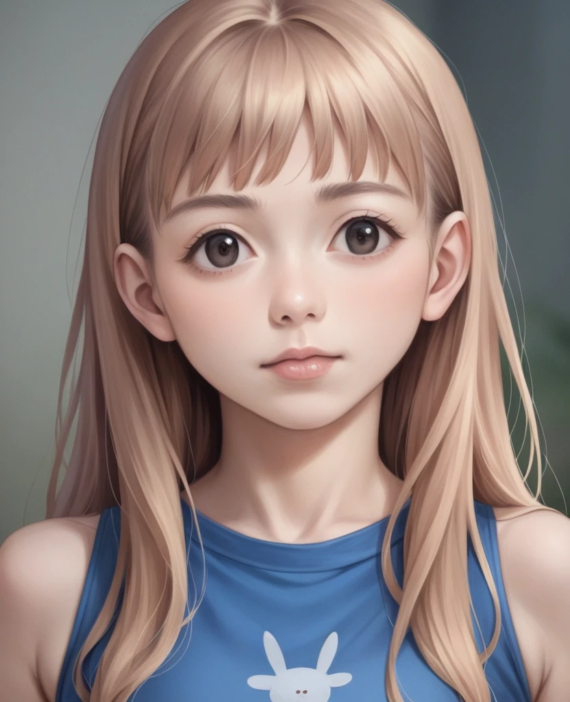 Anime girl with long hair and a blue shirt posing for a photo, Realistic Anime 3D Style, 3D Anime Real, Photorealistic Animation, Photorealistic Animation girl render, Smooth anime CG art, Anime Styled 3d, Realistic anime art style, Anime realism style, Anime Style. 8K, Realistic young anime girl, Cute 3D anime girl render