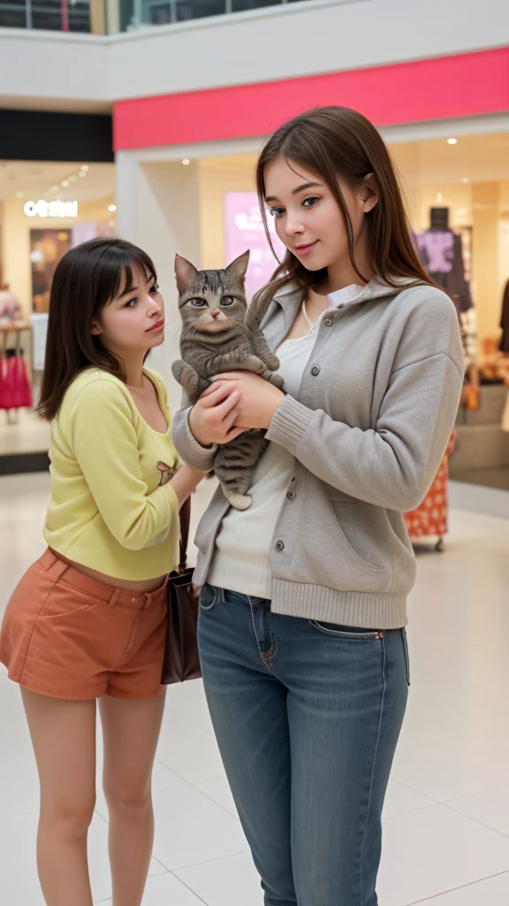 cute cat shopping in shopping mall