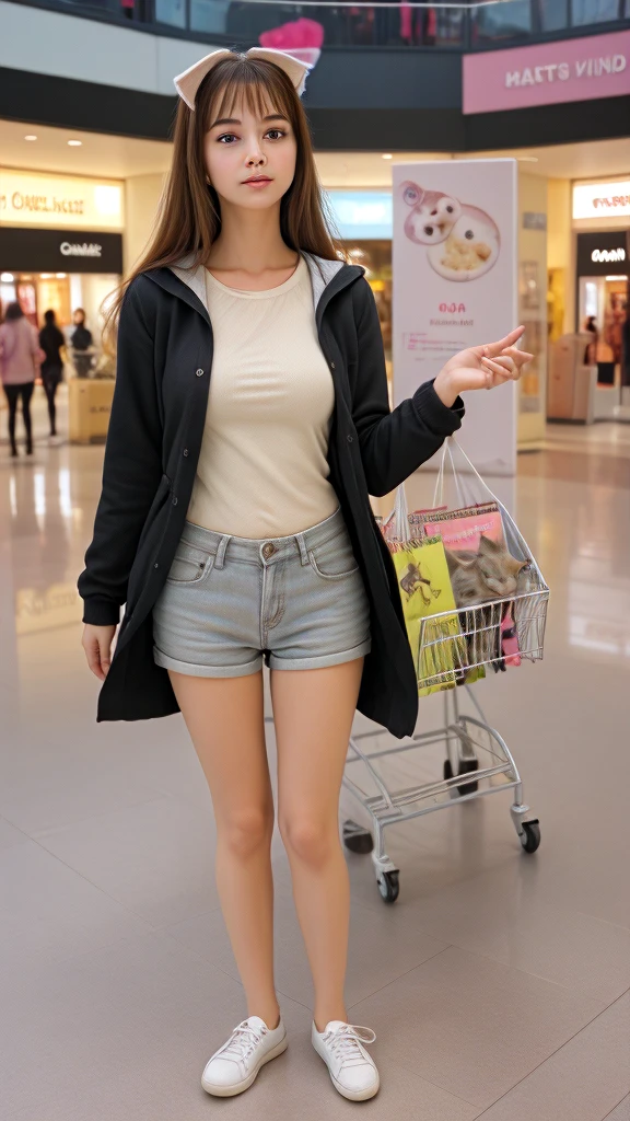 cute cat shopping in shopping mall