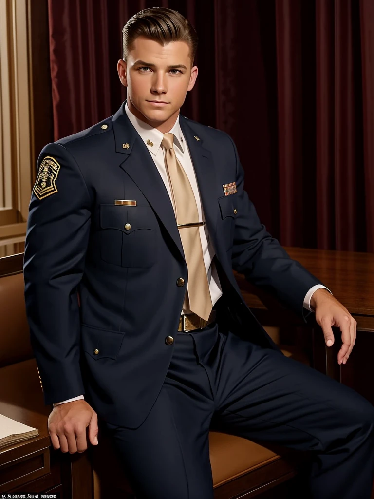 llustration in Leyendecker style : His name was Kevin White and he was had been the youngest guy to be made detective in the LAPD. He had been a high school jock, married and had a son with his high school sweetheart at 17, joined the Marines, got out, became a cop...and then ruined my life. As I sat in prison I saw as his son became a local sports hero, making the varsity baseball team by 16.