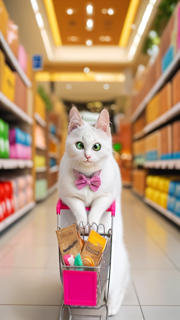 cute cat shopping in shopping mall