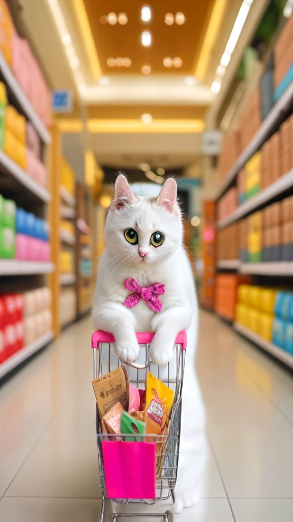 cute cat shopping in shopping mall