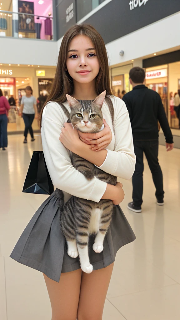 cute cat shopping in shopping mall