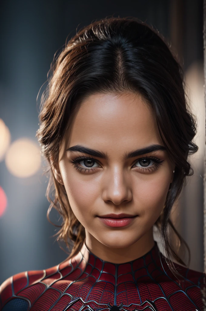 Spiderman photo, without masks, 20s, Beautiful, detailed face, looking at the camera, portrait, 8k contract, high quality