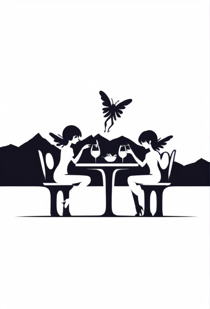 A stylish dining bar logo deep in the mountains of Japan
Two cute little fairies drink at the bar
although rich in nature has depth
Pretty cool design
chic and modern design
monotone
The background is white