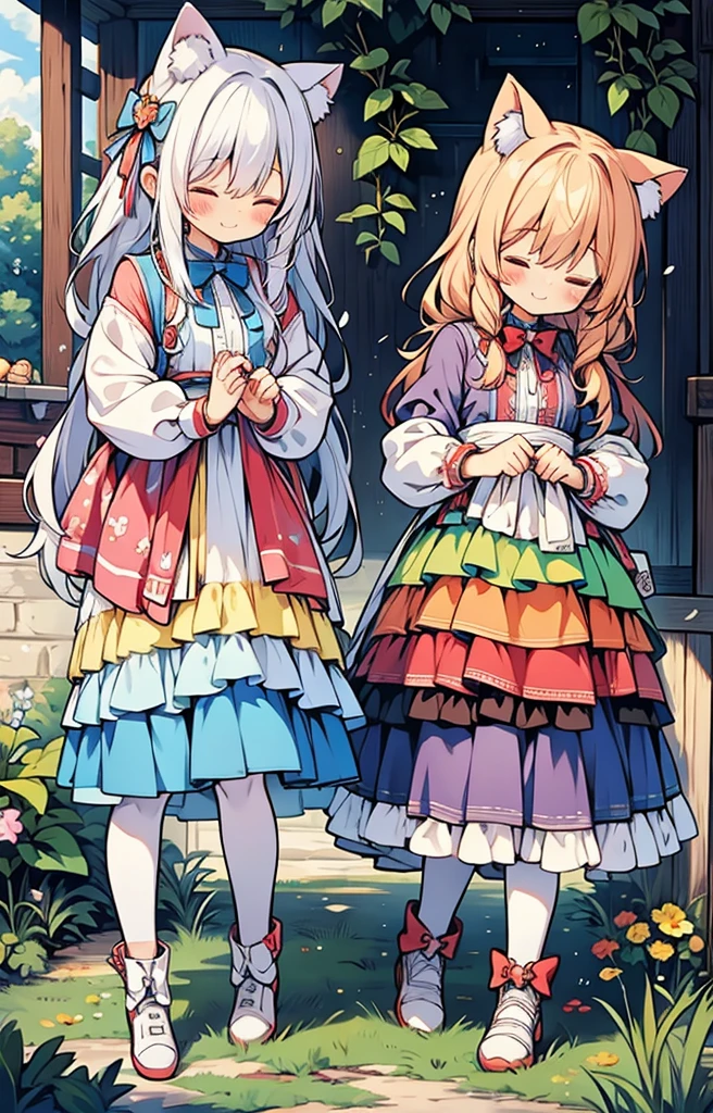Cute Chibi Smile Cat Ears Sleeping Face Alice Rainbow Design