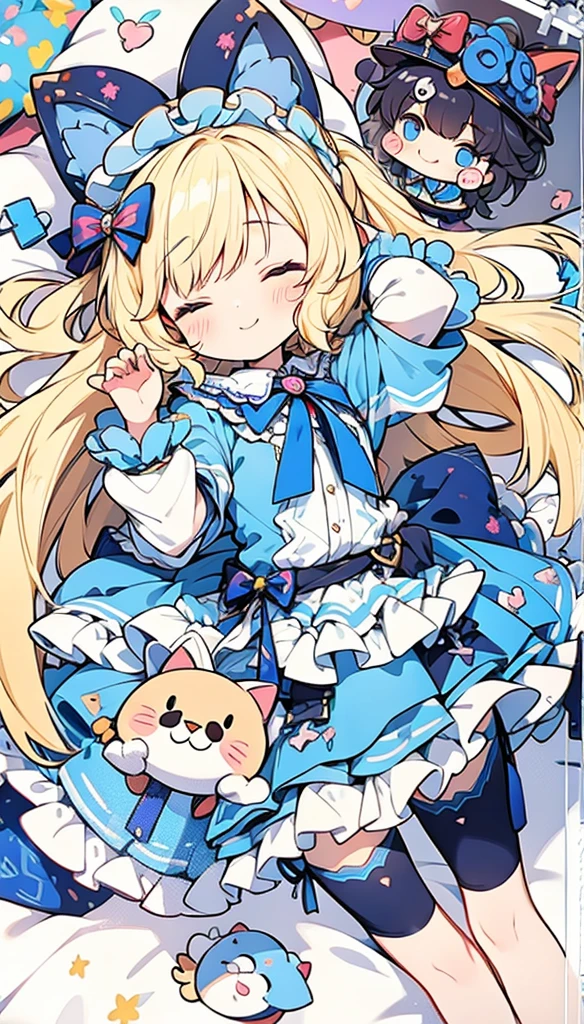 Cute Chibi Smile Cat Ears Sleeping Face Alice Rainbow Design