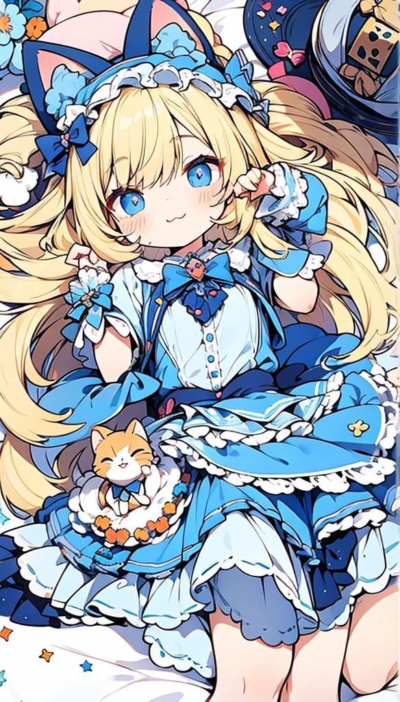 Cute Chibi Smile Cat Ears Sleeping Face Alice　Rainbow Design