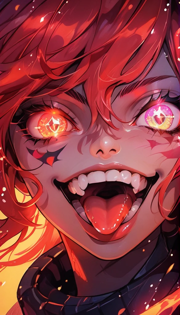 score_9, score_8_up, score_7_up, score_6_up,Madness,1girl,solo,looking at viewer,open mouth,bangs,yellow eyes,teeth,tears,eyelashes,glowing,heterochromia,portrait,light particles,close-up,eye focus
<lora:MadnesStyle:0.81>