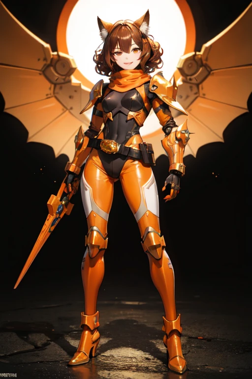 ((Full body photo, standing, feet on the ground)) ((masterpiece, 8k, best quality)), pov, from below, low angle, 1girl, Magik, midriff, thigh highs, gloves, short shorts, cleavage, soul sword, evil smile, glowing blue eyes, looking at viewer,heroic pose,hellfire, in hell, destruction, destroyed city, smoke,cinders, foreshortening, depth,