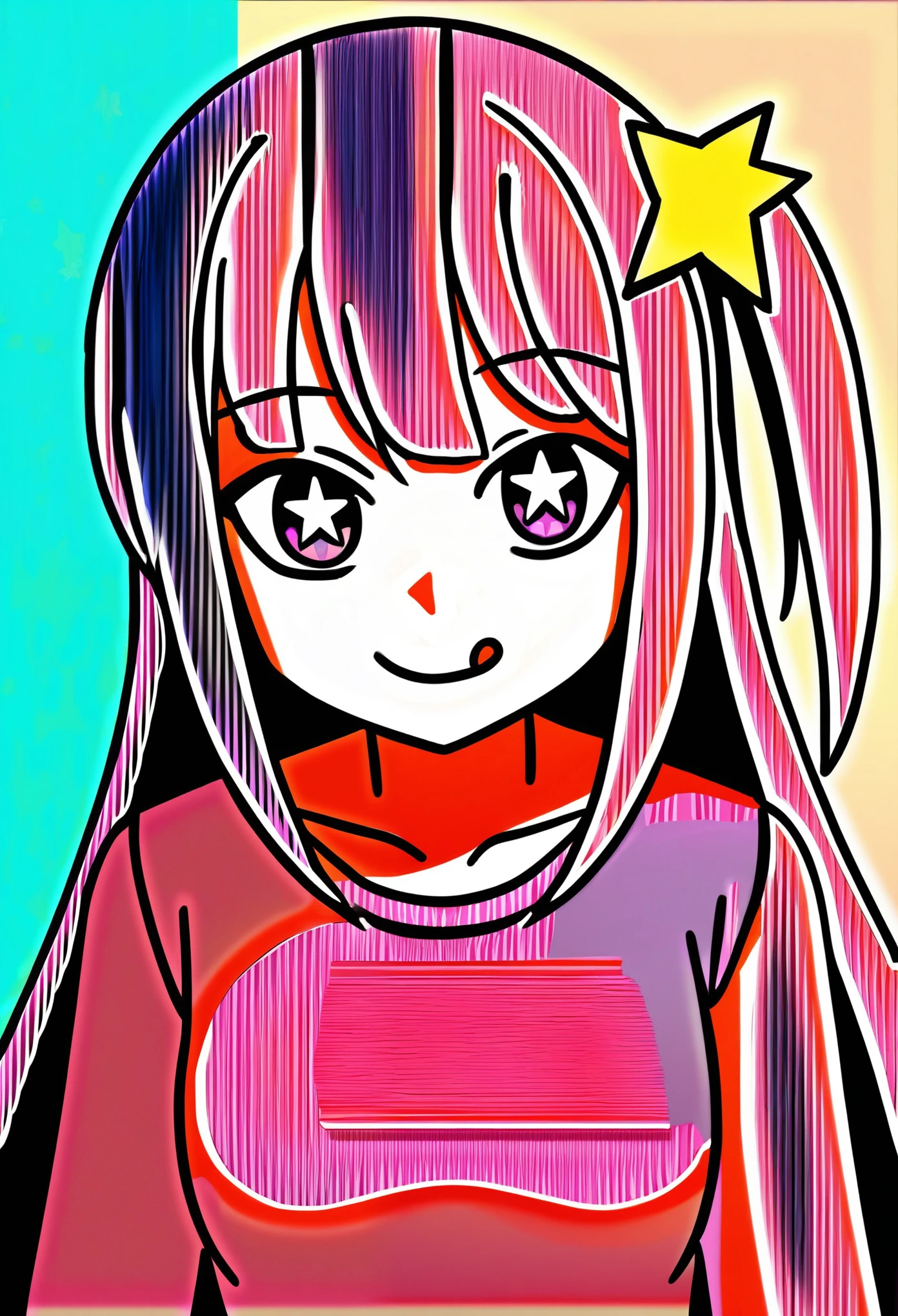One girl, whole body, Cowboy Shot,
(Rembrandt), figure, (masterpiece), (Highest quality), (Ultra_detailed), 細かくdetailedに, (Depth of written boundary),
Love,gloves, tongue out, tongue, Long Hair, star \(symbol\), View your viewers, (Purple Hair:1.2), Purple eyes, Upper Body, hair ornaments, :p, Frills, pink shirt, smile, No sleeve, shirt, Idol, symbol-shaped pupils, Show your hand, bangs, One side up, star-shaped pupils, Raise the hand,
Dress Pull,
The Roaring Twenties, isometric, From above, null, flower, cliff,
