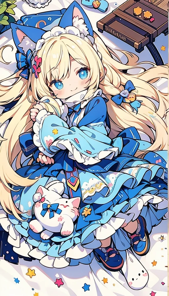 Cute Chibi Smile Cat Ears Sleeping Face Alice　Rainbow Design