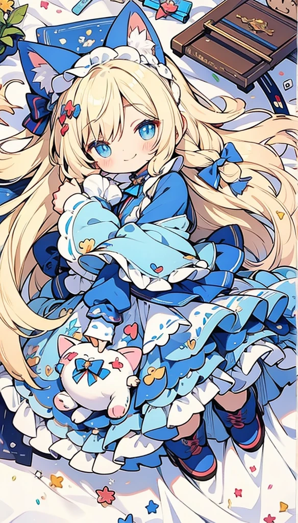 Cute Chibi Smile Cat Ears Sleeping Face Alice Rainbow Design