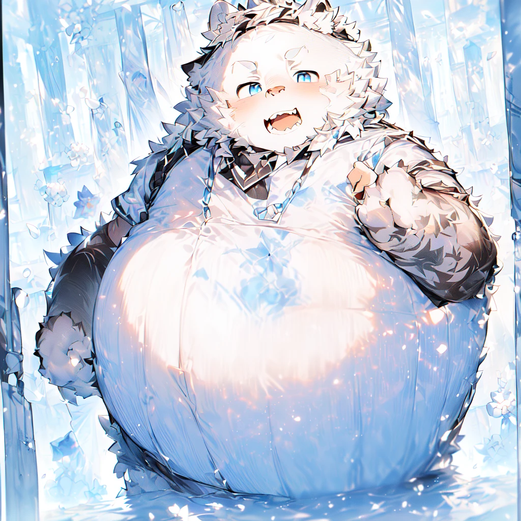 ((masterpiece)), ((best quality)), (ultra-detailed), Furry, 1 Male, White wolf, Blue eye, White tank top, black trunks, sad-looking face, Monochrome, fine line drawing, fine detail,