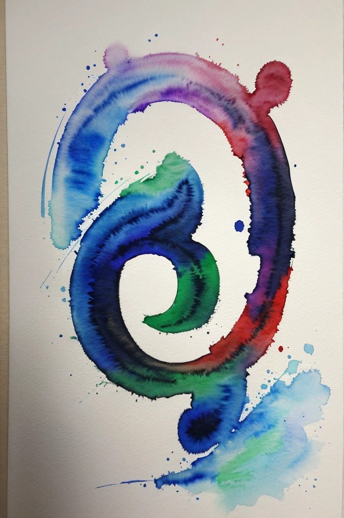 Give me a drawing having R letter showing Darkness  in watercolor