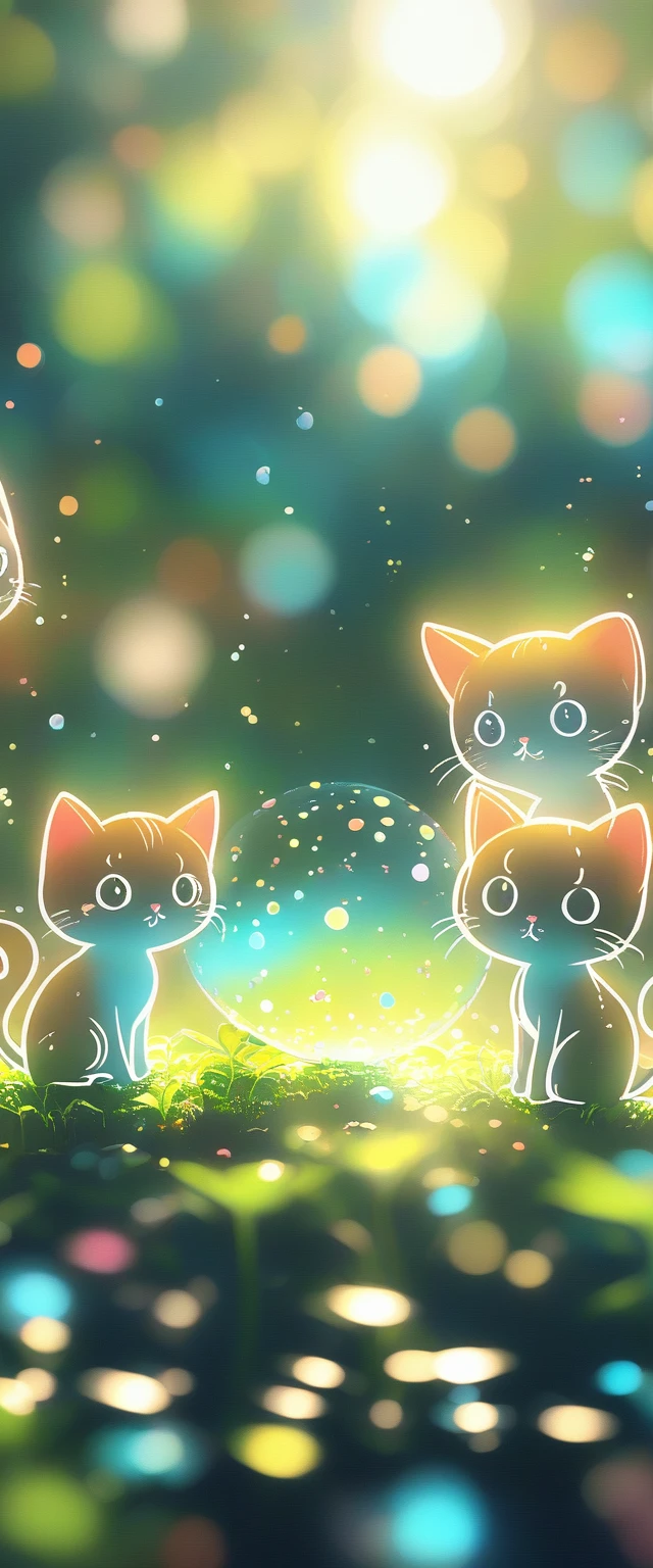 (masterpiece, Highest quality:1.2), Fisheye Lens:1.4，Multiple cats close-up on a black background, Cute numbers艺术, Beautifully detailed digital art, 8K high resolution illustration wallpaper, Cute numbers, Blurred dream picture, 8k HD wallpaper illustration, Cute 3D rendering, Beautiful artistic illustration, 2D illustration, 2D illustration, Blurry dreamy illustration, Spectacular concept art. Thematic Depth，