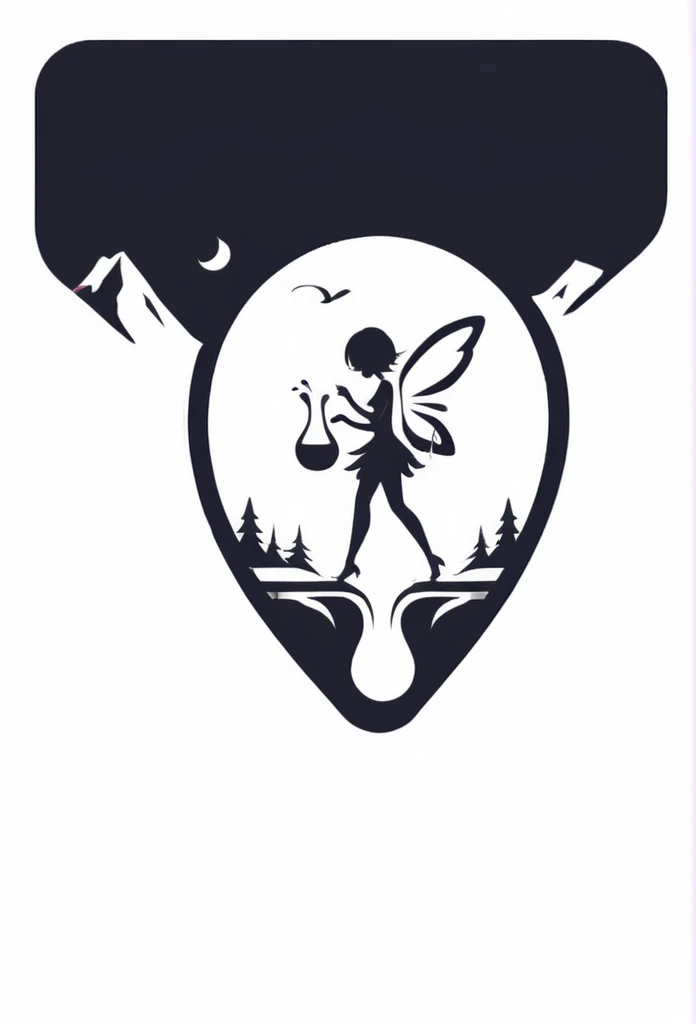 A stylish dining bar logo deep in the mountains of Japan

Inside the distorted leaf logo, two cute little fairies drink at the bar
although rich in nature has depth
Pretty cool design

chic and modern design
monotone



The background is white