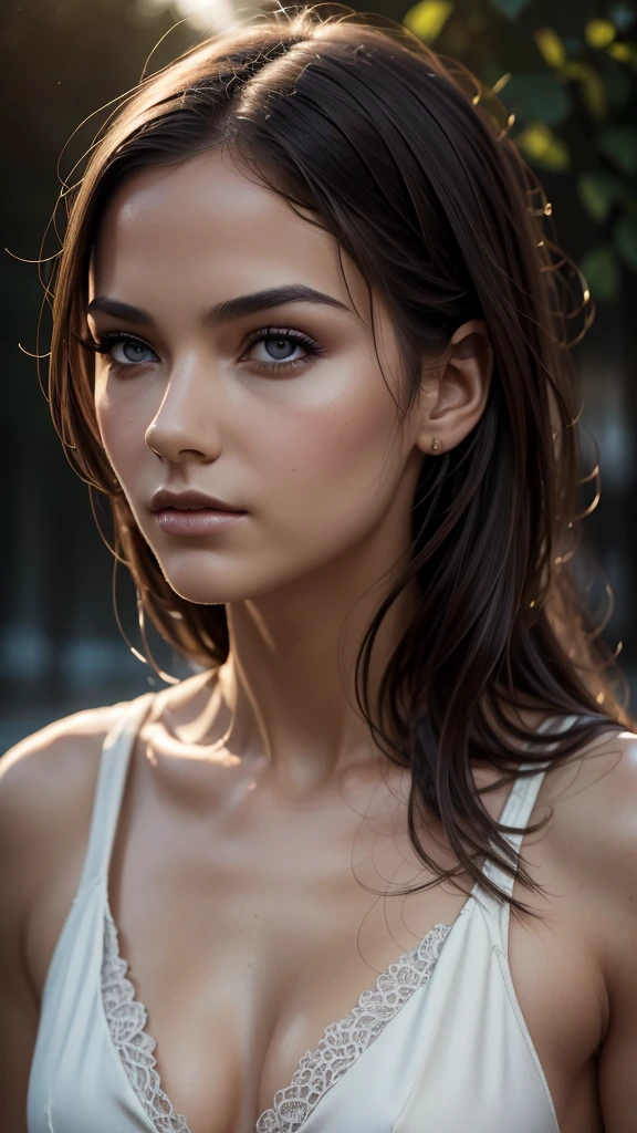A beautiful young girl with striking features, intricate details, and a serene expression, 1girl, extremely detailed eyes, beautiful detailed lips, porcelain skin, long slender neck, delicate facial features, elegant pose, flowing hair, (best quality,4k,8k,highres,masterpiece:1.2),ultra-detailed,(realistic,photorealistic,photo-realistic:1.37),highly detailed portrait, fine art portrait, photorealistic digital painting, dramatic lighting, warm color tones, cinematic lighting, dramatic shadows, moody atmosphere