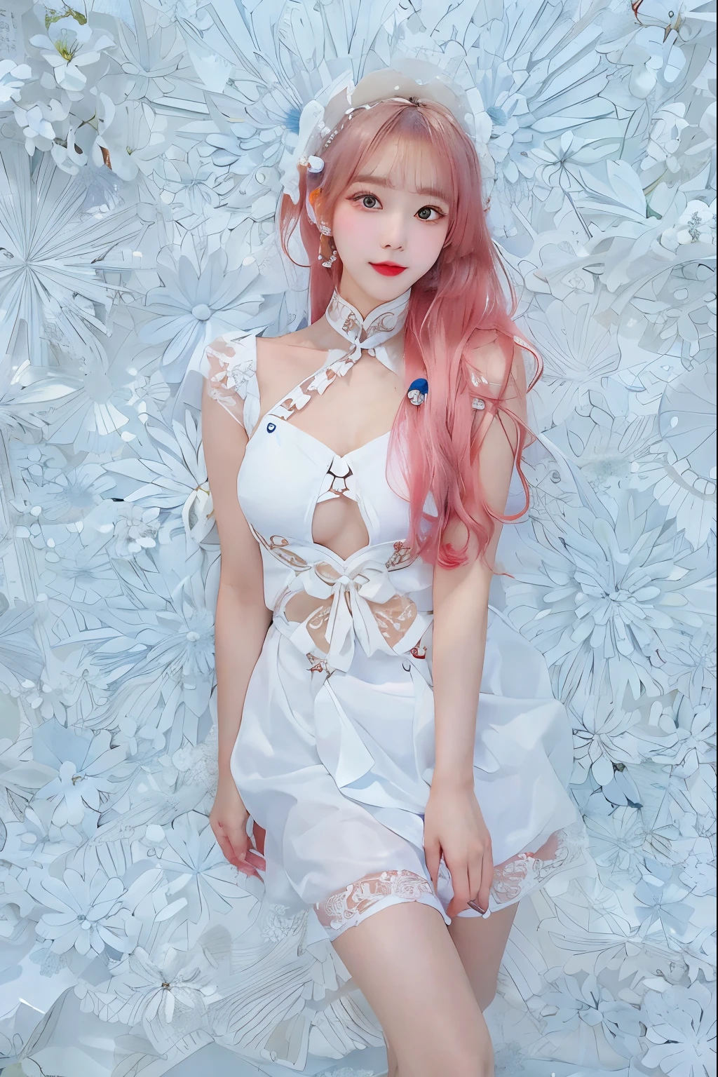 Girl taking a picture wearing a white dress, dressed in white, full body xianxia, dressed in white, Hyunhwa Choi, 아름다운 dressed in white, white body, Korean woman, Zia, wearing a white straitjacket, Gorgeous young Korean woman, Beautiful woman wearing white ao dai, slim female model photo, Chassis,blue planet