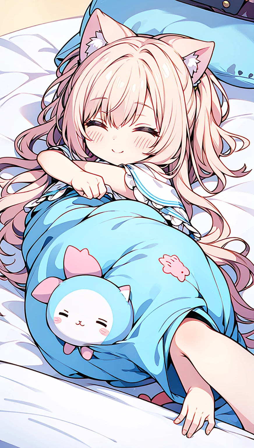 Cute Chibi Smile Cat Ears Sleeping Face Alice Rainbow Design