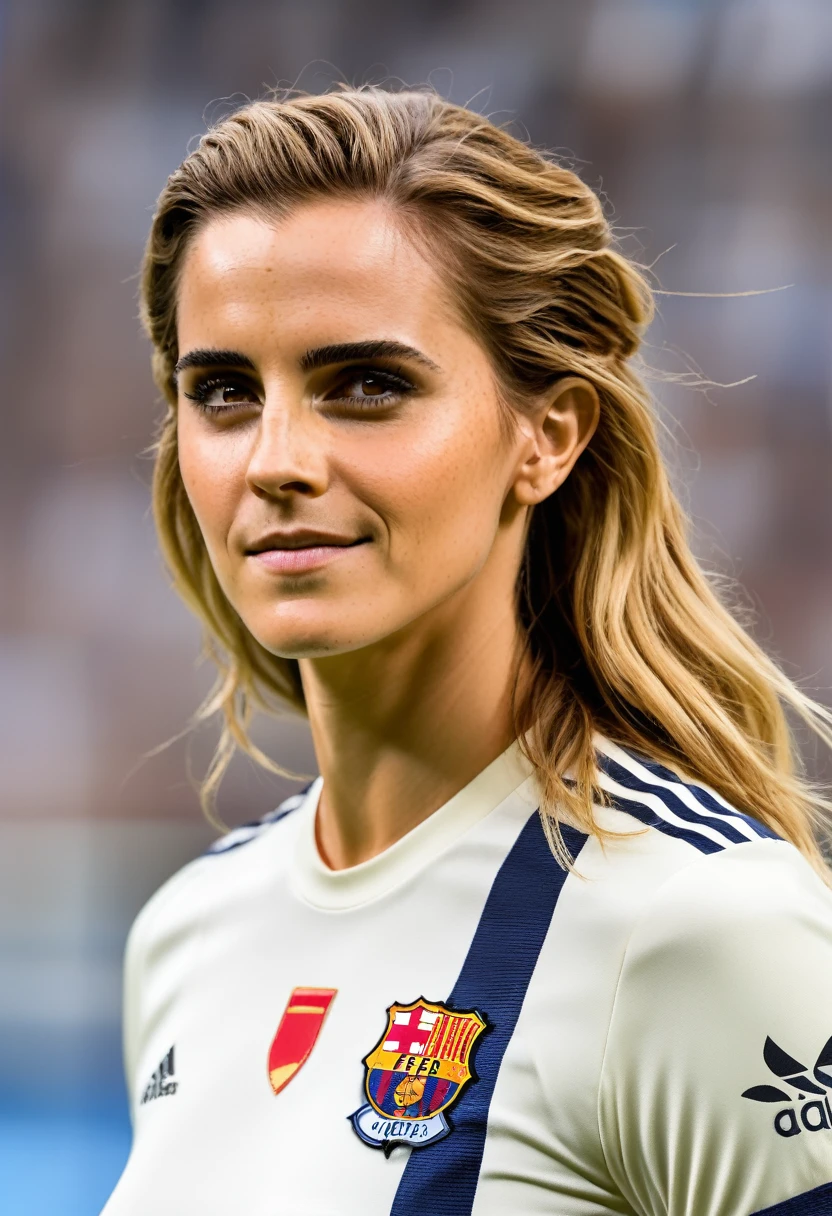 hyperdetailed sexy photography of Emma Watson, long white blonde messi hair, happy, laughing, eyes open, perfect eyes, vintage style, best quality,highly detailed, very detailed skin texture,  (looking at viewer:1.4), full body,  blank background, 
  