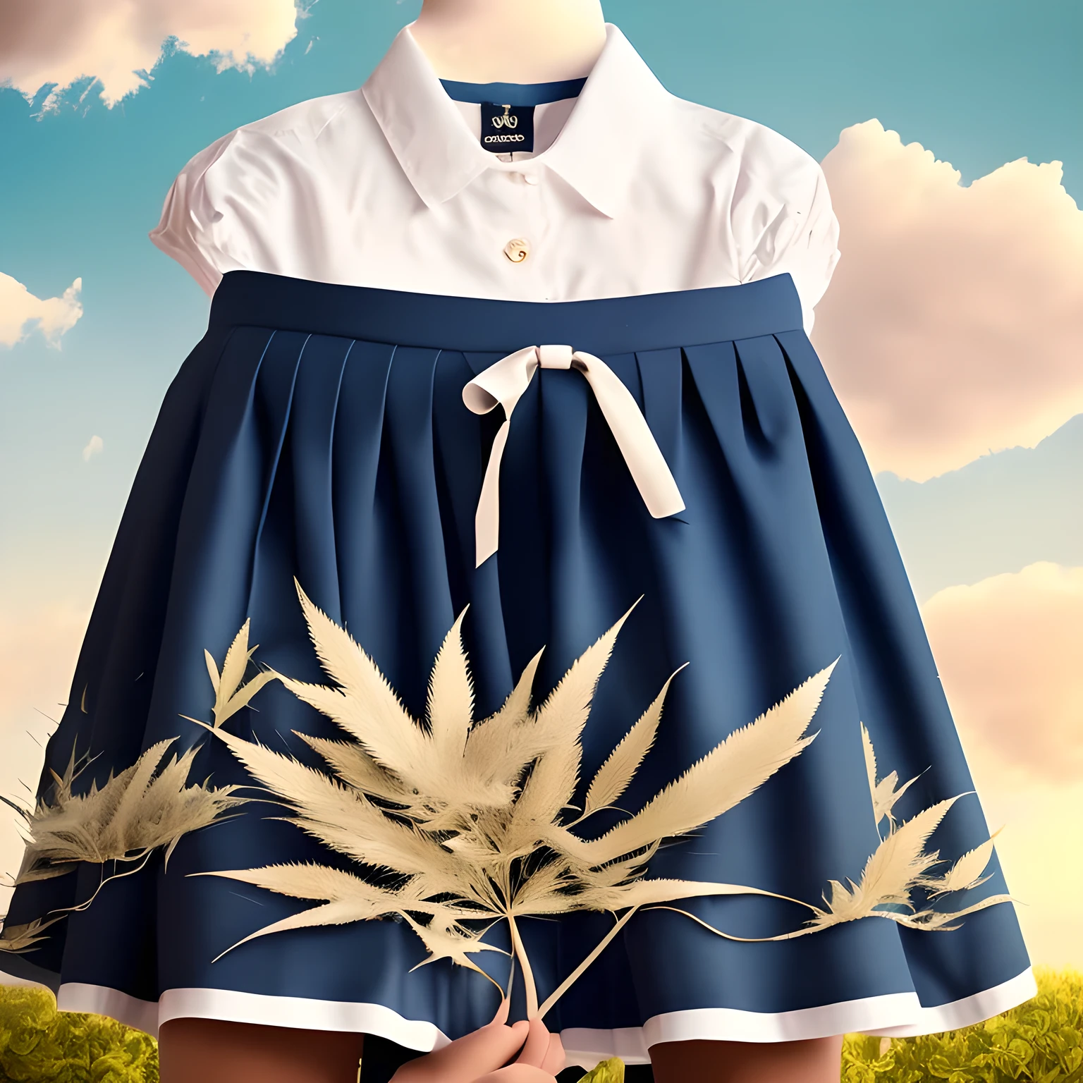 (Best quality, 4K, 8K, A high resolution, Masterpiece:1.2), Ultra-detailed, Fantasy Abstract Paintings in a Dream, Overall, this is a crazy, dreamy, nightmare abstract painting., ((Crazy Japanese school uniform skirts and ribbons、Abstract、Many, many、Fantastic and paranoid)), Brain-melting heaven, Long Hair, Navy blue pleated skirt、Check skirt、黒いCheck skirt、blazer、Sailor suit, Red ribbon、Blue ribbon、White ribbon、Hair of several people、White palm、((As it melts, blends, and spins, it leads you deep into a melting hypnosis.)), ((Skirt-shaped leaves)), ((White arm and finger shaped tree trunk)), ((Long weed in the shape of a ribbon)), ((Ribbon and skirt shaped clouds)), ((The entire sky is covered with the beautiful black hair of many girls.))