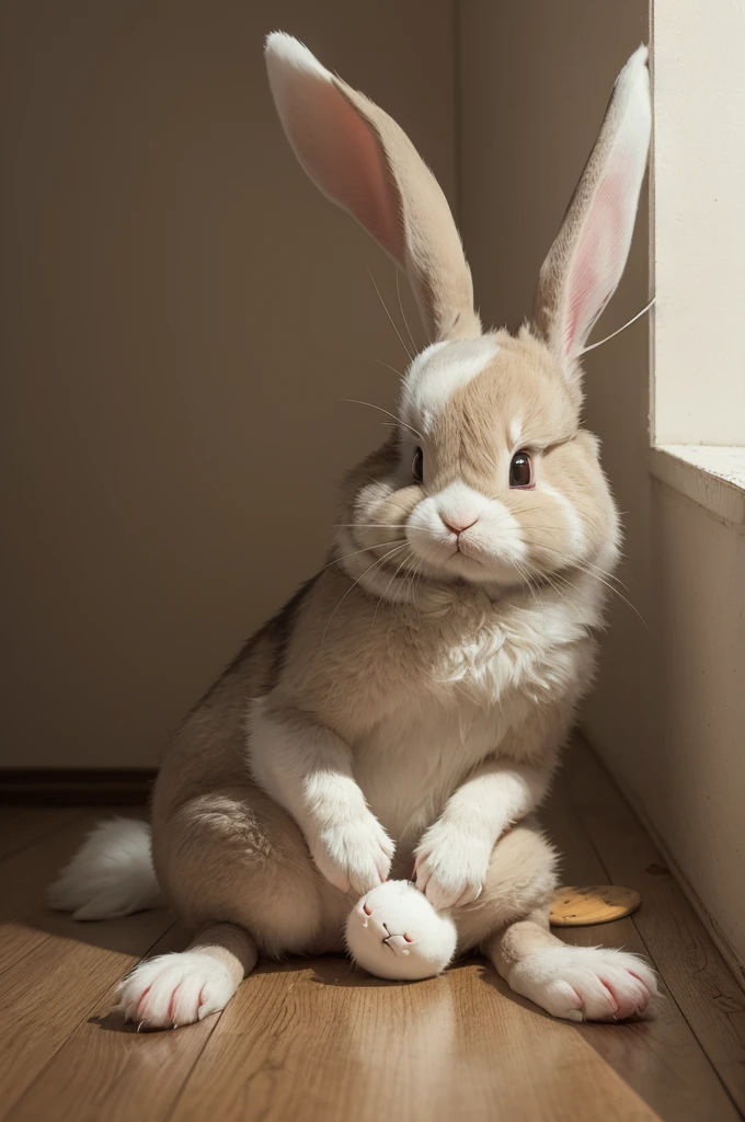 there is a cartoon bunny with a sad face sitting on the floor, a picture by Ryohei Hase, cgsociety contest winner, furry art, sad, with a sad expression, sad expression, adorable digital painting, cute anthropomorphic bunny, sadness, bunny, is totally sad and cries, haunted sad expression, he is sad, very sad, sad!