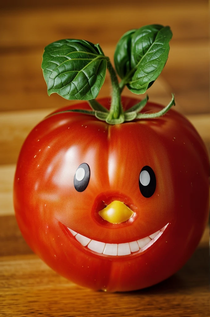 A tomato with a happy face 