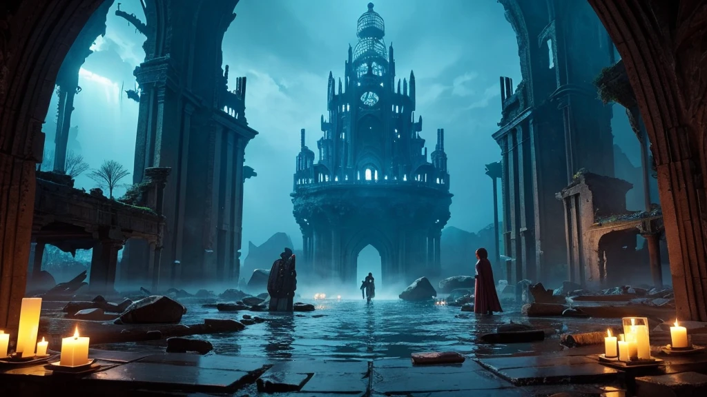 deep sea、Fantasy、Ruins in the center、People are gone