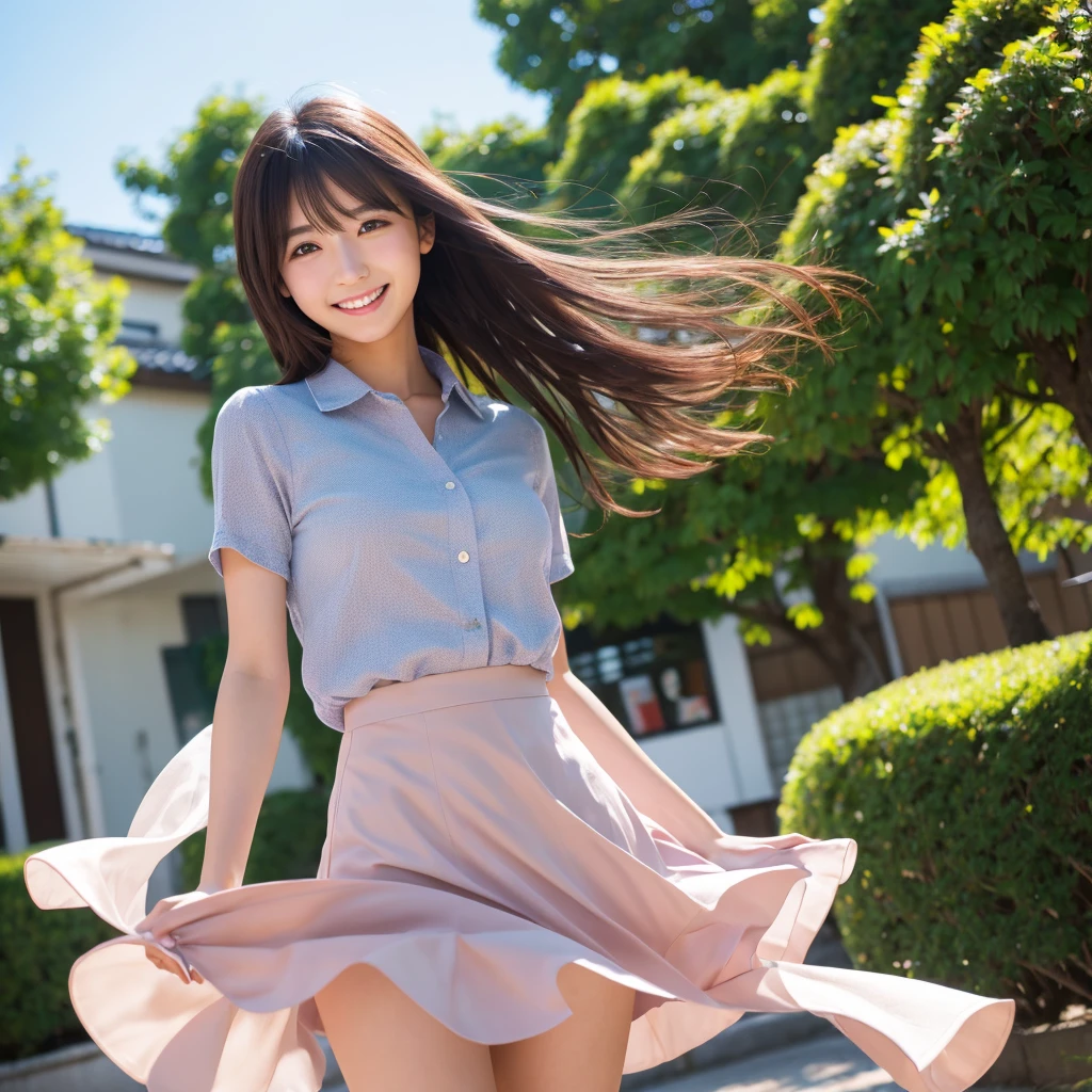 
high resolution、４K、Japanese women、Beauty、Your smile is cute、Great style、OL style、Short skirt、A strong wind blows up my skirt
