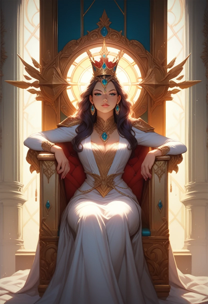 beautiful sexy african american Ice queen sitting on Throne, blue eyes, winter weather in an ice palace, palace made of ice, anamorphic, video art, vibrant colors, dynamic lighting, ultra high detail, dramatic lighting, movie poster, asymmetric composition, ultra detailed, full HD, unreal engine, artstation, photorealistic, highly detailed league of legends art style, masterpiece, highest quality, wearing thick white fur coat, light calm colors, light blue gown, crystal