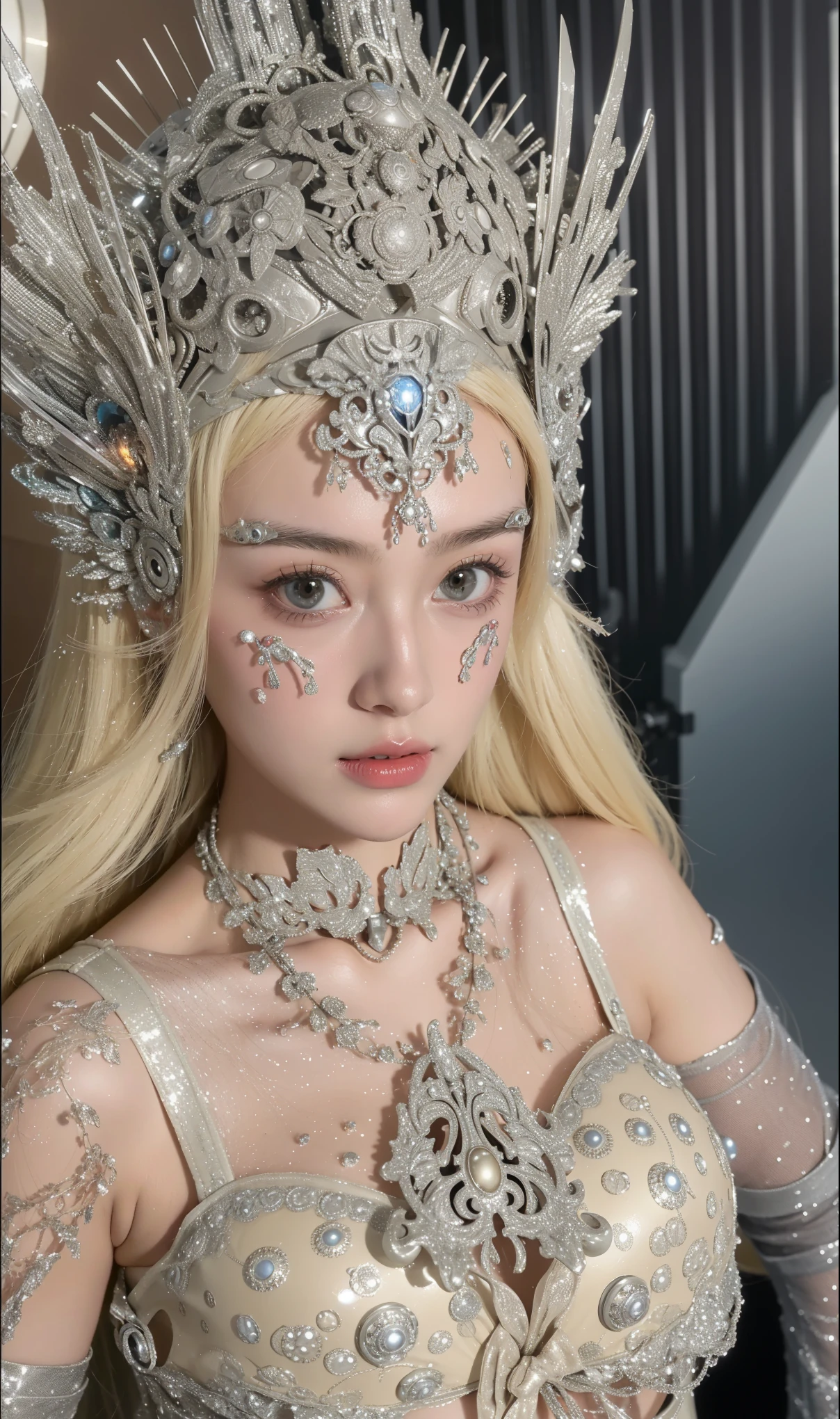 Futuristic high-tech style，best quality,Fairy Skin,(every time :1.2),eternal,Very detailed,Practical,high quality,Light,Light线追踪,Ultra HD,Upper Body, Future Iron Man Mech，shooting，Battery，Transmitter，Large caliber artillery，Rostlan 8K，Armored Girl,Wearing a cyberpunk technology helmet，星际战甲helmet，With breathing Light，The armor of the future shines，Armed Cannon，High-tech armor，helmet，Mechanical，Machinery of the future，Highly intelligent AI