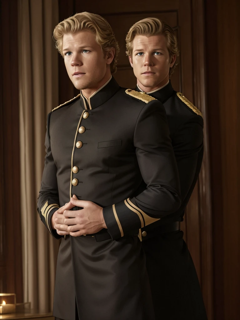 Christopher Egan as the handsome and muscular Captain David Shepherd (TV series "Kings"). in an unbuttoned dress uniform, he fucks a -yeld giin the ass