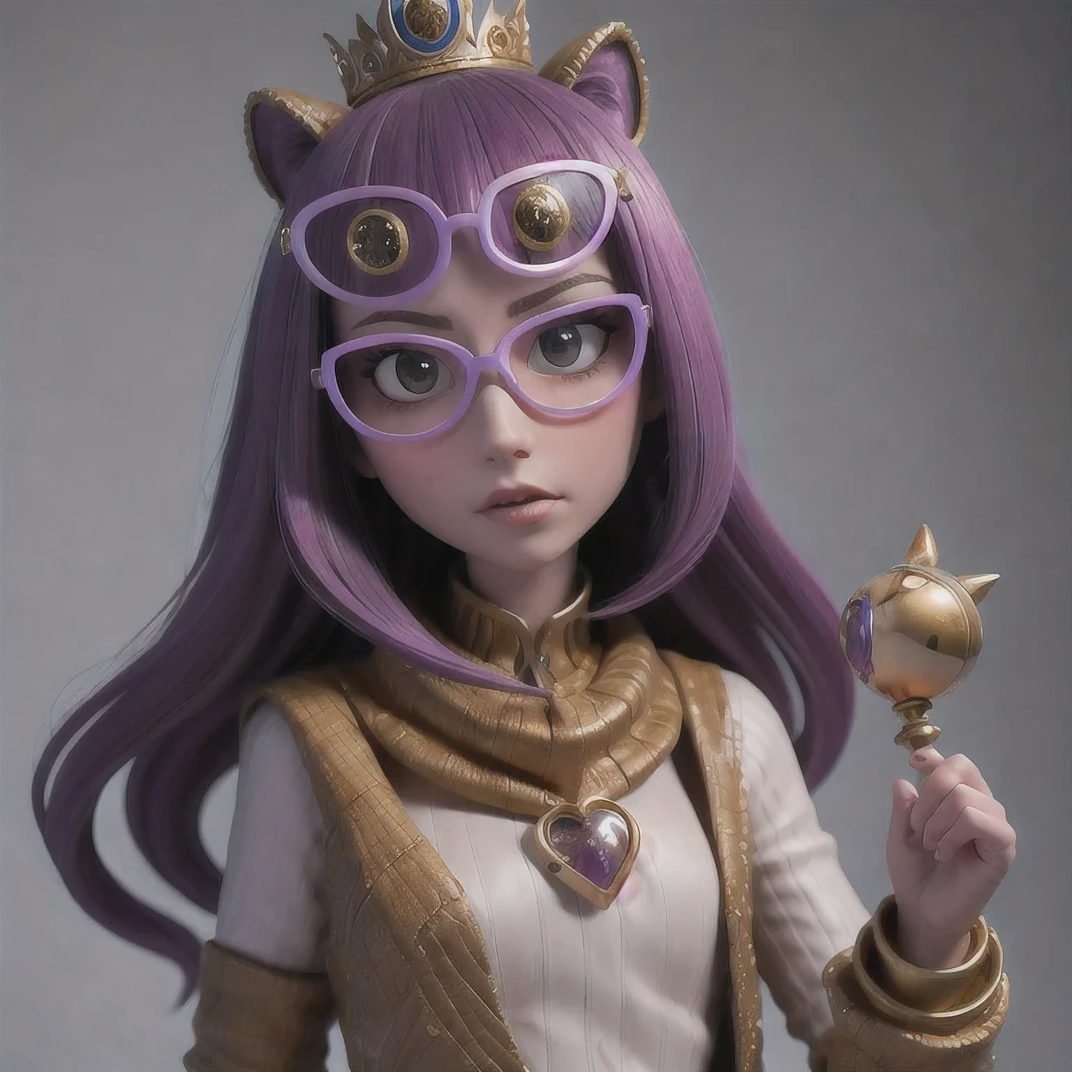Purple Powder Queen,  wear glasses