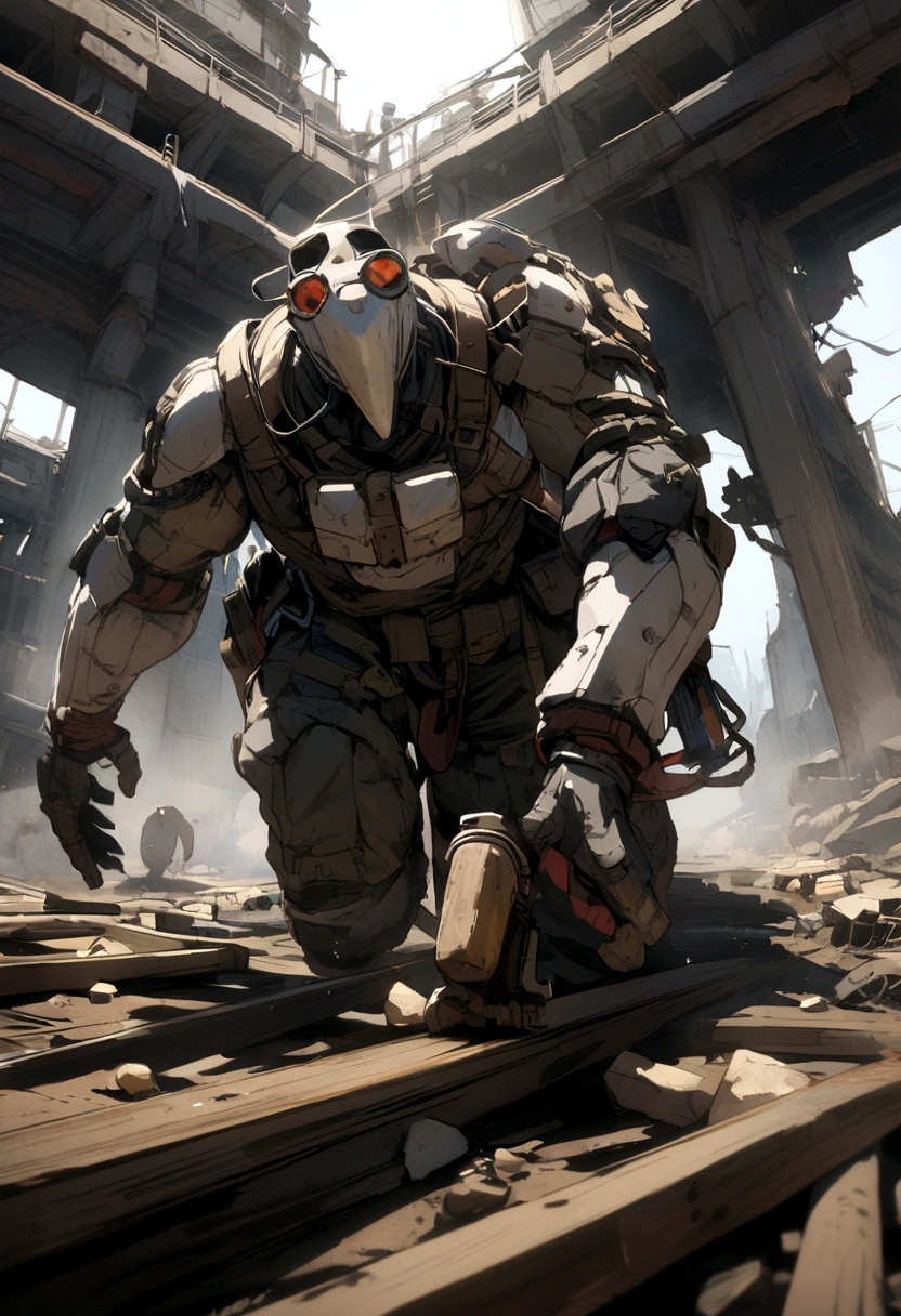 Man track loaded with different materials