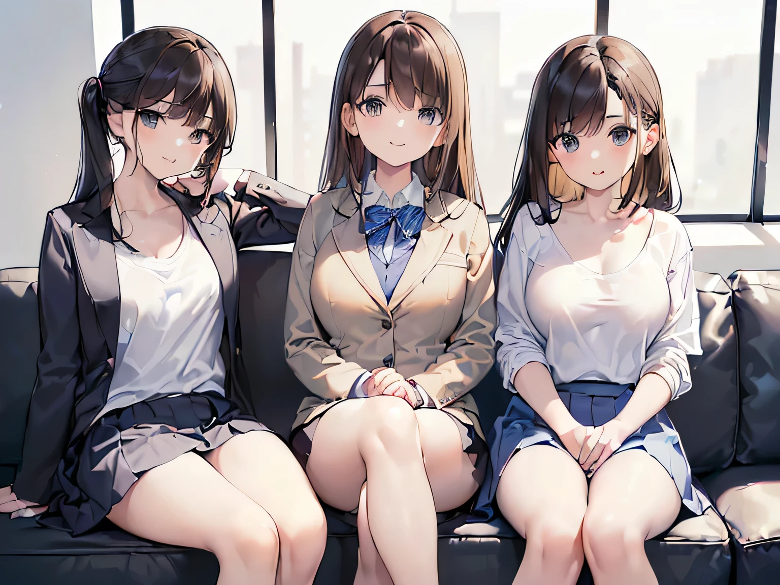 ((masterpiece, highest quality, High resolution, 超High resolution, pixel perfect, Depth of written boundary, 4k, RTX, human development report))), , beauty、see the whole body、(masterpiece: 1.2, highest quality, masterpiece, Clearer images), (Bright colors), ((Take clear photos even from a distance)), (multiple girls), (Harem), (School classmates), (((All school uniforms have the same design))), (((Everyone is wearing the same skirt design))), (((Everyone is wearing a swimsuit of a different color and design.))),((16 years old)), ((prostitution婦)), (In the classroom), (cute Japanese((6 girls))), (((infant'face))), ((group shot)), (group selfie), ((ass visible through thighs))、wide angle, soft light,((((school uniform)))), (((blazer uniform, plaid pleated skirt)))、(Slightly larger breasts), ((prostitution)), ((viewers love it)), Landscape、(((show panty:1.6)))、((breast grab:1.3)),(((bra lift:1.2)))、 ((green eyes, beautiful eyelashes, realistic eyes)), ((detailed face, blush:1.2)), ((smooth texture:0.75, lively质感:0.65, lively:1.1, Anime CG style)), medium breasts, perfect body, beautiful waist、beautiful legs、thin、smile, attractive way to sit,((squatting pose)), Aerith Gainsbourg, hair ribbon, bracelet, brown hair, side lock, parted bangs, green eyes, Braid, ((()Award-winning design underwear))、(((Everyone wears different colors and designs of underwear.))),show panty、((((open legs:1.4)))、((breast grab:1.3)),(((bra lift:1.2)))、one eye closed、stick out one's crotch、Detailed depiction of the crotch、Knee-length white loose socks