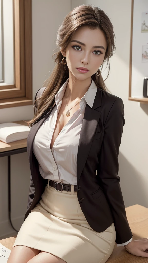 Realistic beautiful young woman, beautifully dressed