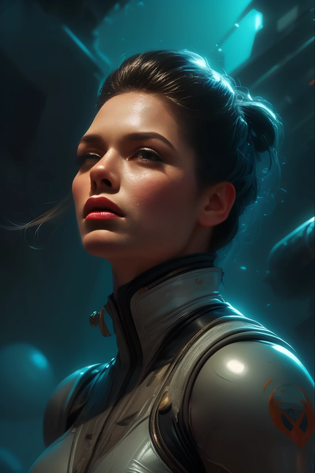 A highly detailed, tight-fitting white full-body suit, boots, gloves, a fighting heroine, (head covered:1.5), photorealistic, 8k, award-winning digital painting, vibrant colors, dramatic lighting, cinematic composition, muscular physique, determined expression, dynamic pose