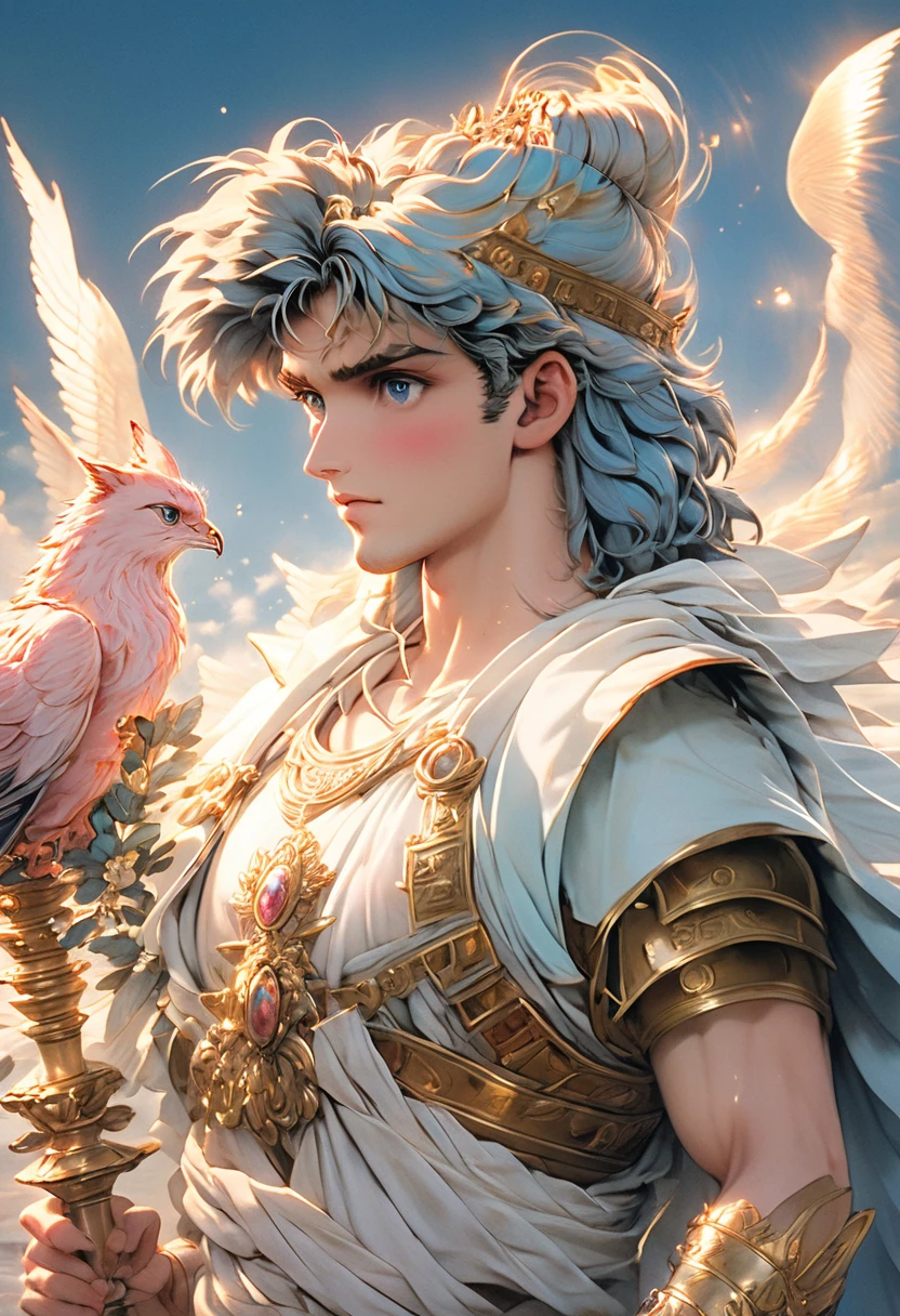 Very best quality, masterpiece , a very retro vintage kinda look feel 8K,High HD,higher rselutionHigh quality very anime semi realism In Ancient classical Athens Show a young strong powerful looking handsome youvng man a yoing very lovely woman in ancient classical greek dress fashions that is loose cooling flowy kinda thin almost filmy and in pastels and vibrant bright colors very greek very classical old ancient world look feel intricate somewhaty elaborate detaile defined looking