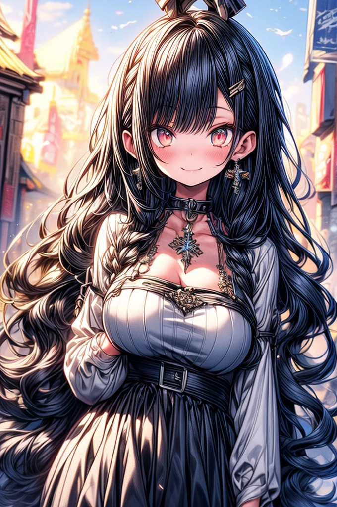 {{masterpiece, Highest quality, Highly detailed CG, unity 8k wallpaper, Cinema Lighting}}, Traditional Chinese Ink Painting, One girl, 1 Baby, Young woman holding baby, whole body, ancient architecture, blue sky, sunny day, wooden building, Famous protagonists, smile, Big eyes, Beautiful attention to detail, (Big Breasts, Cleavage), Round ass, Looking at the audience, Long eyelashes,