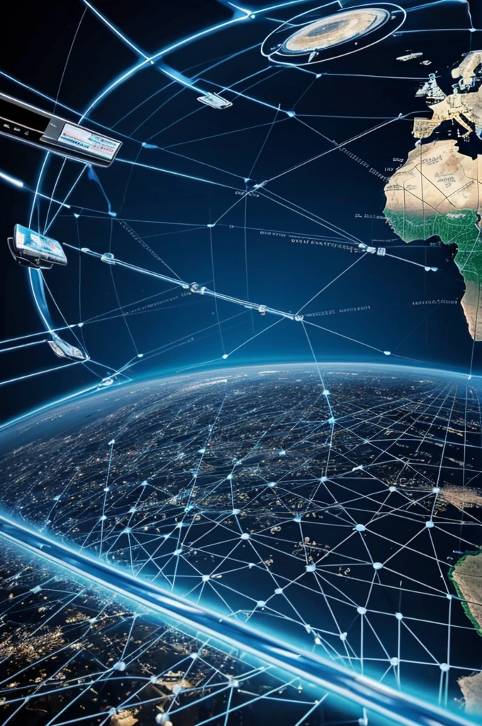 Image of a global network of computers and connected devices, symbolizing interconnectivity and the flow of information in the digital age