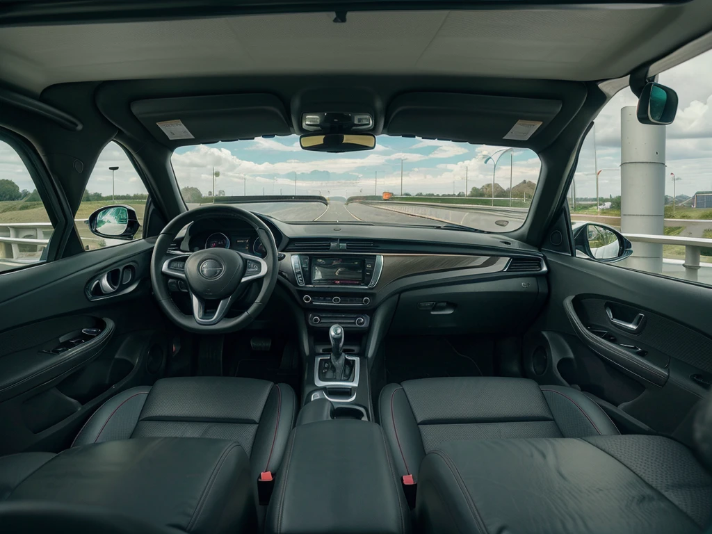 someone is driving a car on a highway with a bridge in the background, automotive, driving, car on highway, on realistic hud, dashcam footage, dash cam, wide fov, realistic depiction, easy, detailed surroundings, intelligent, driving fast, inside of a car, smart, advanced, car moving fast, wide, car, car, cars on the road