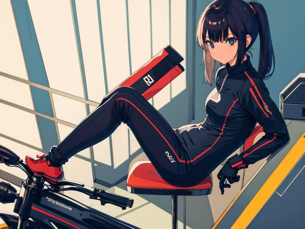 A girl on superbike, sport bike