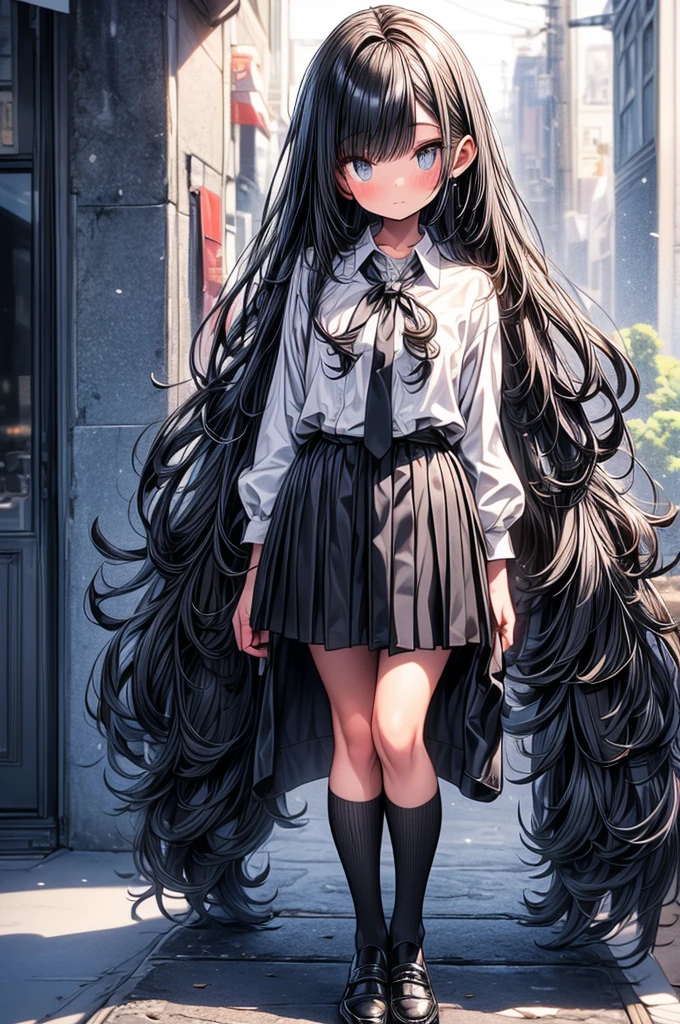 ((masterpiece)), Highest quality, Highly detailed face, Ultra-high resolution, (photoRealistic:1.4), wonderful, In detail, Large file size, Correct Exposure, One girl, Slim body, Height: 162cm, (Intricate details), alone, View your viewers, Perfect lighting, Realistic, lips, blush, Shiny skin, Fair skin,Highly detailed face, Beautiful attention to detail, (Detail Skin:1.2), compensate, Depth of field, ((school uniform, Overcoat,Black Stockings,Leather shoes,)),whole body, Are standing,
