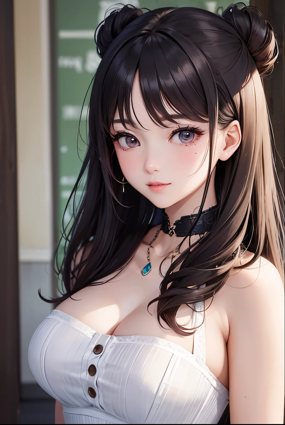 masterpiece, best quality, highly detailed, high resolution, expensive resolution, high resolution, 4k, 8k, uniform 8k wallpaper, highly detailed CG, masterpiece, 2d, 3d, beautiful details, depth, fine texture, best quality: 1.3, perfectly focused, sharp. skin, him, very cute anime girl, her name is Mei, medium hair, KPOP style idol, mole under eye, looking at the viewer, expensive, blush, mole, open lips, pink eyes,, smiling
