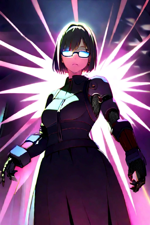 best quality, masterpiece, 3d, Pixar Artwork, Electronic variants, (Cartoon mechanical zombie with big glasses in the factory:1.5),in a dynamic dancing pose within a colorful virtual reality world teeming with neon lights and vibrant holograms, The scene bears the influences of both pop art and graffiti, a truly cyberpunk-inspired ensemble with explosive energy, created using digital painting methods and radiant, glowing effects