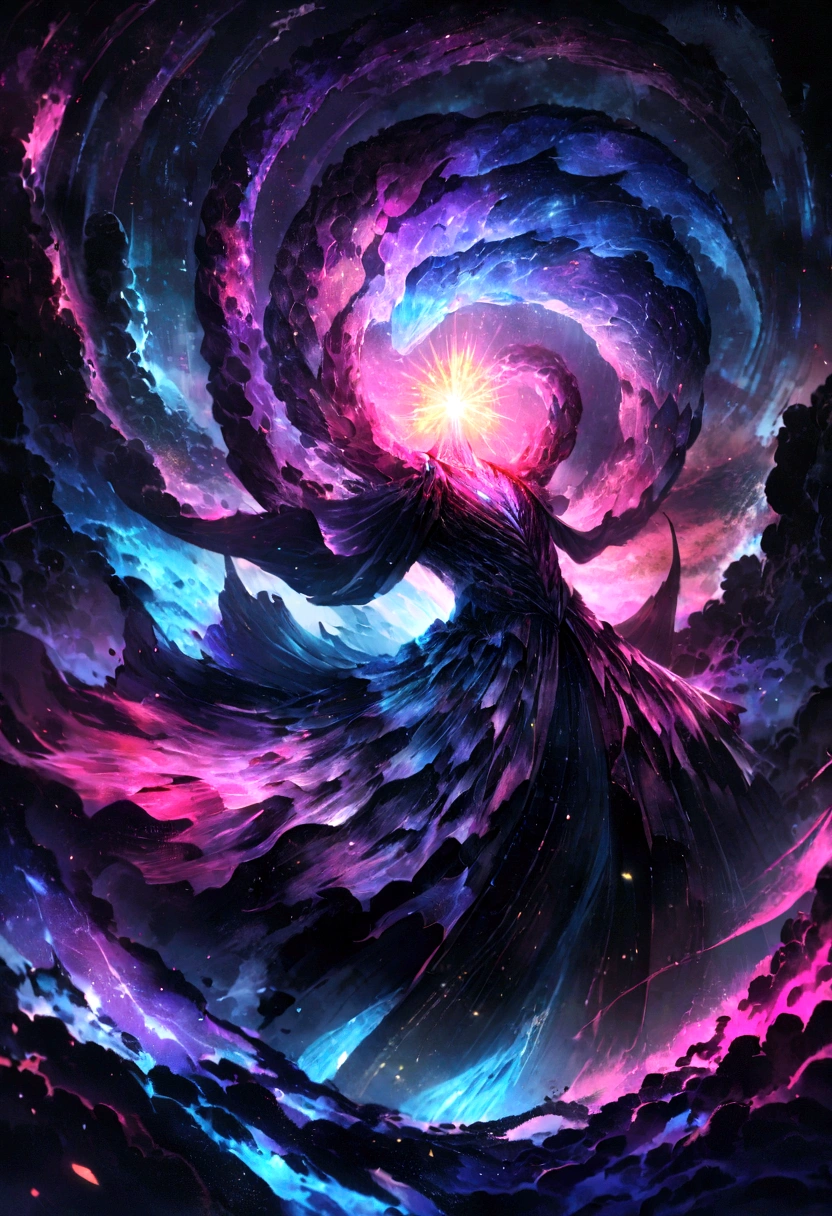 In the dimension of stellar collisions, The legendary snake Orokki appears as the embodiment of heavenly wrath.. Your body is a symphony of vibrant colors, Reflecting the birth of a star. His eyes glowed with cosmic fire, Tendrils of energy swirled around his form like ethereal lightning.. A very graceful snake being emits colorful ultrasonic sounds,Both surprising and terrifying, How to harness the power of the universe itself, In the vortex of space, Spiral galaxies and places where stars explode, The snake reigns, amazing, Catastrophe, And Beyond Sendent, Invoke the powers of heaven.style: ultra realistic digital painting,A dynamic interplay of intricate detail and color.execution: シュールなstyleで表現, Using advanced digital technology、Capturing the complex interstellar environment of snakes and the energy of celestial bodies, Full Body Lesbian, Very detailed, 8K, Depth of written boundary, Behance Photographs , Cinematic Color Grading, c