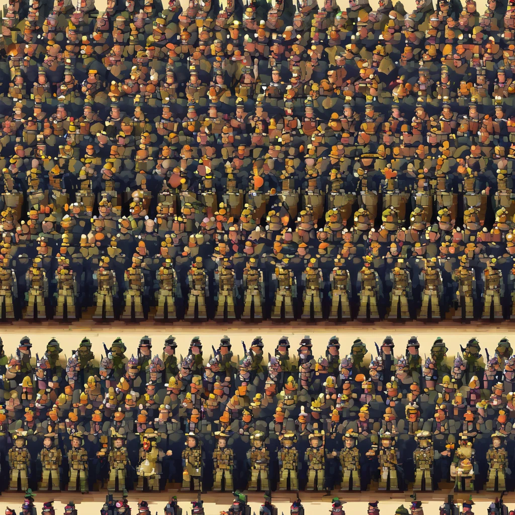 Pixel art、Coarse dots、high quality、high resolution、Western Fantasy、Battlefield、Spectacular、shortage々Shii、A large number of soldiers